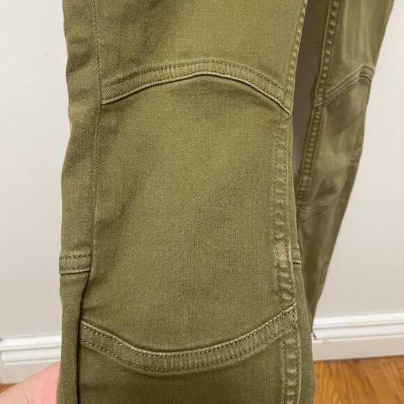 Anthropologie Army Green Moto Zippered High-Rise Denim Leggings Sz 26 Petite - Picture 5 of 16